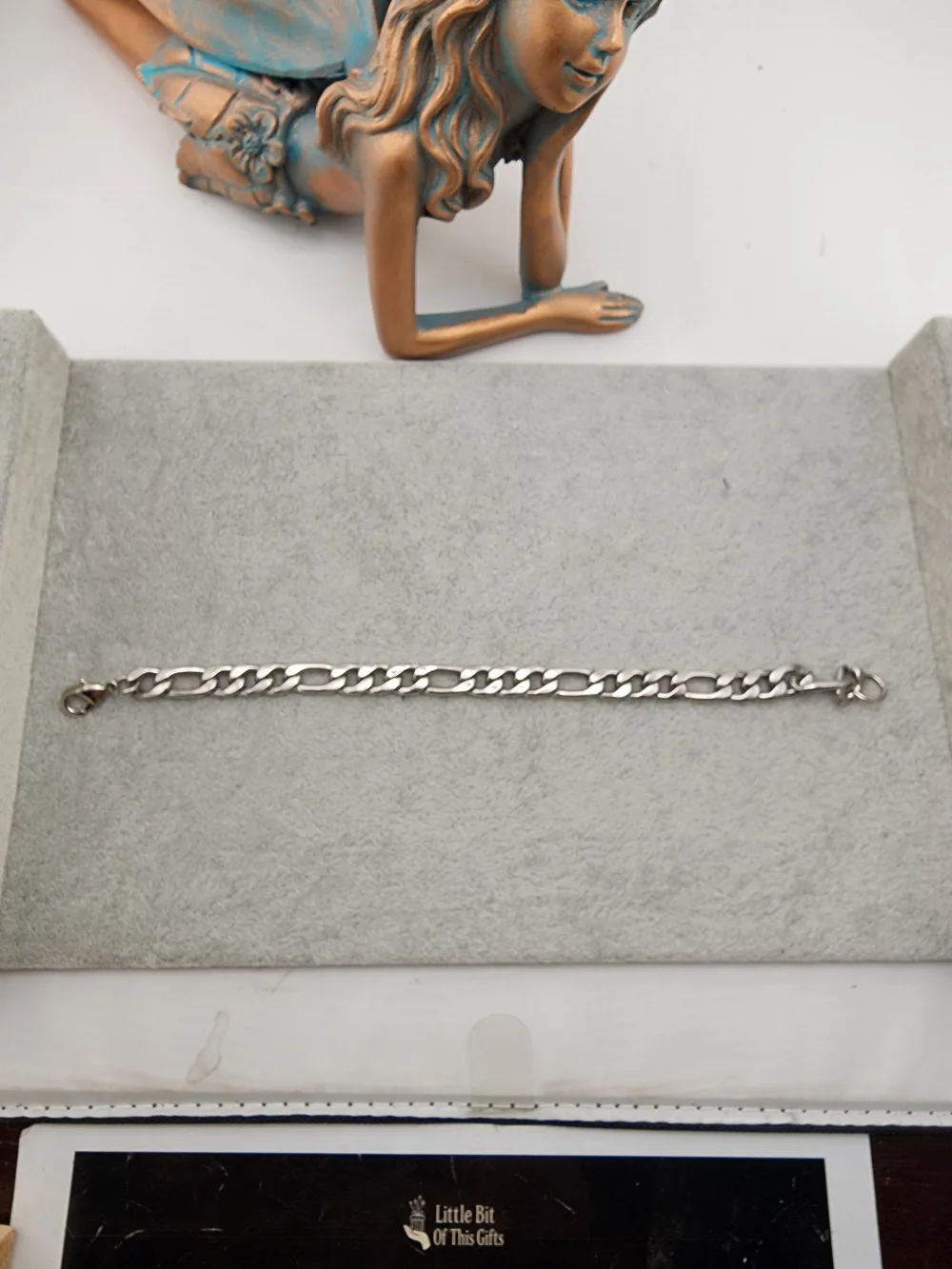 9in Men's Classic Silver Figaro Chain Bracelet